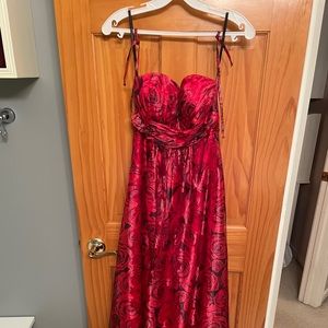 Black and Red Rose Full Length Formal Dress